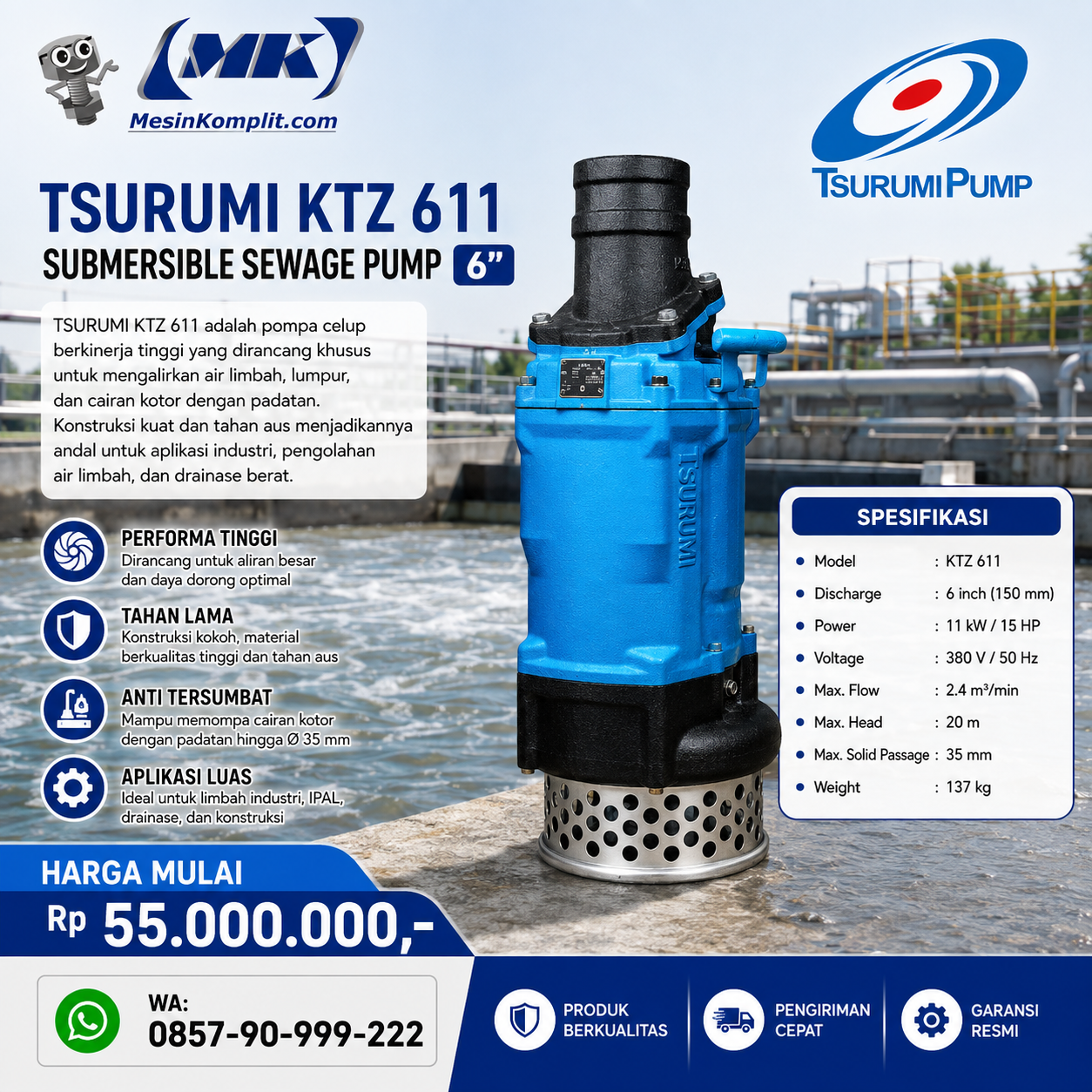 Pompa Celup Tsurumi 6inch...